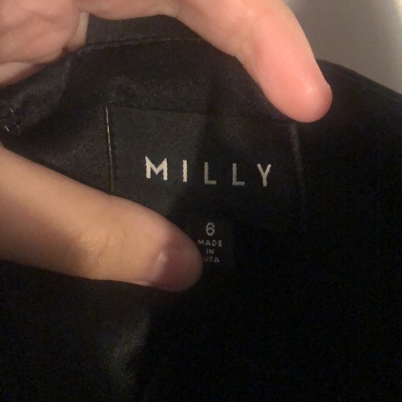 Milly DUCHESS SATIN DRESS IN BLACK - Picture 8 of 8